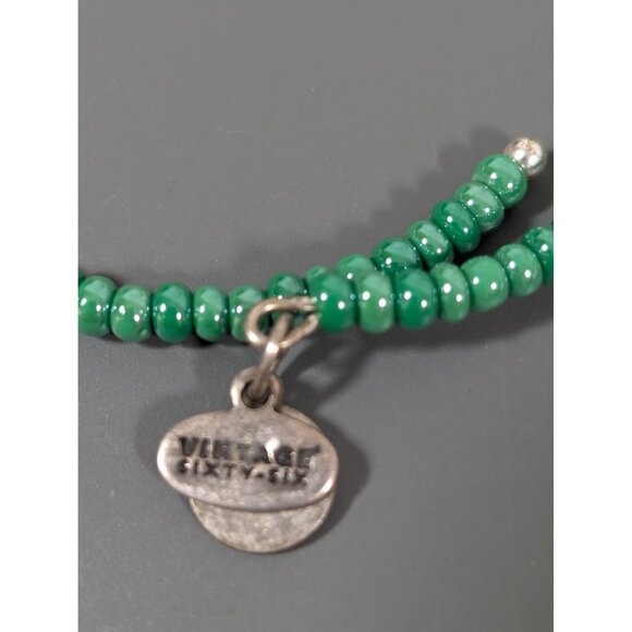 Alex and Ani Green Glass Bead Coil Wrap Stacking Bangle Bracelet 8" - Picture 3 of 8